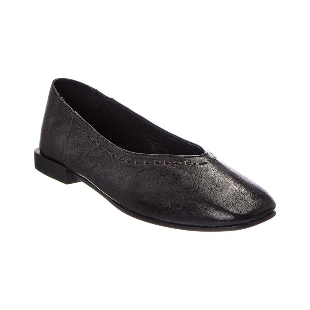 Frye Claire Leather Flat, Black